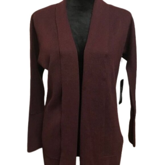 NWT Rachel Zoe Open Front Cardigan Sweater -Wine Burgundy Knit Long Sleeve XS - Picture 2 of 11